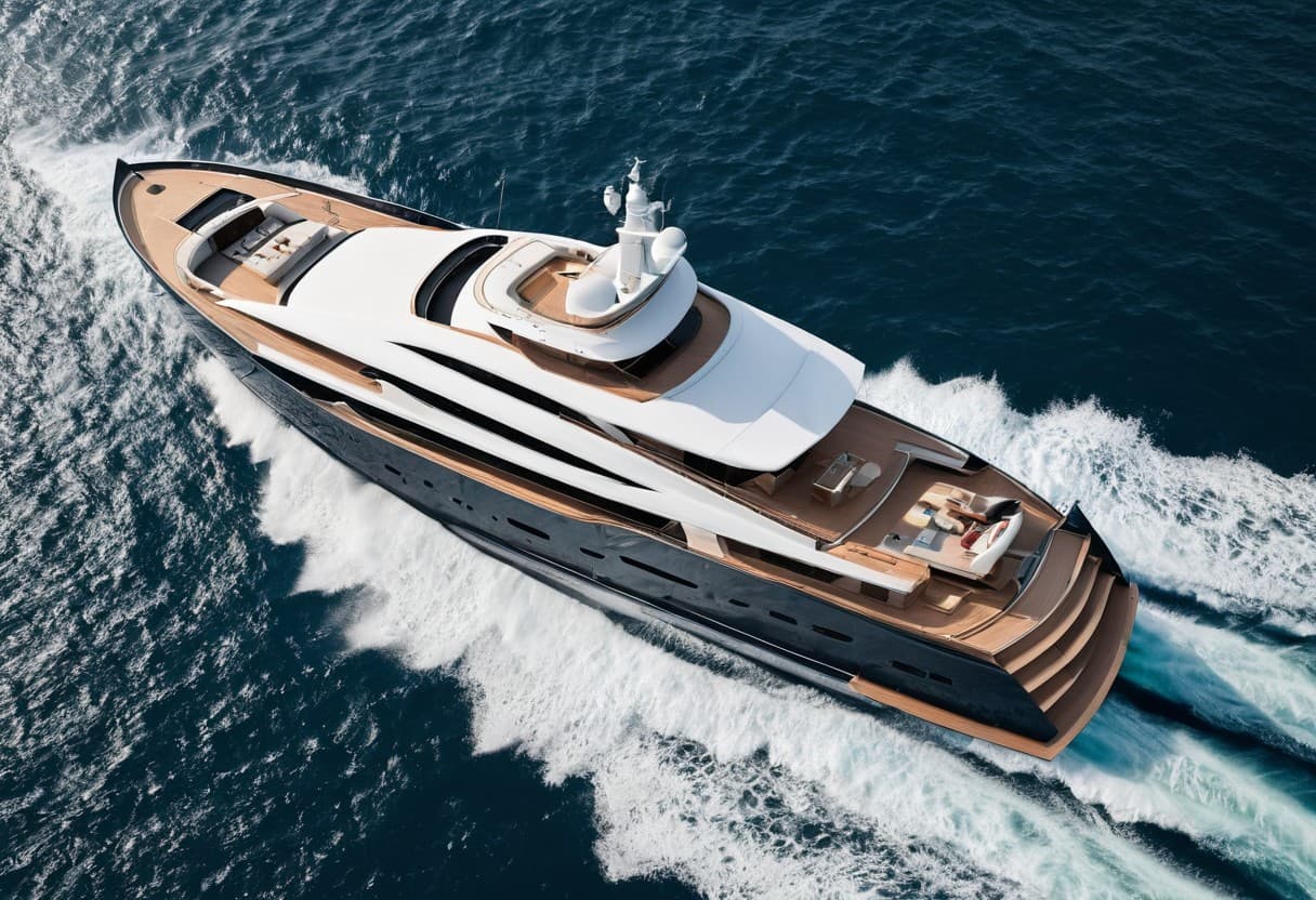 Yacht from aerial view